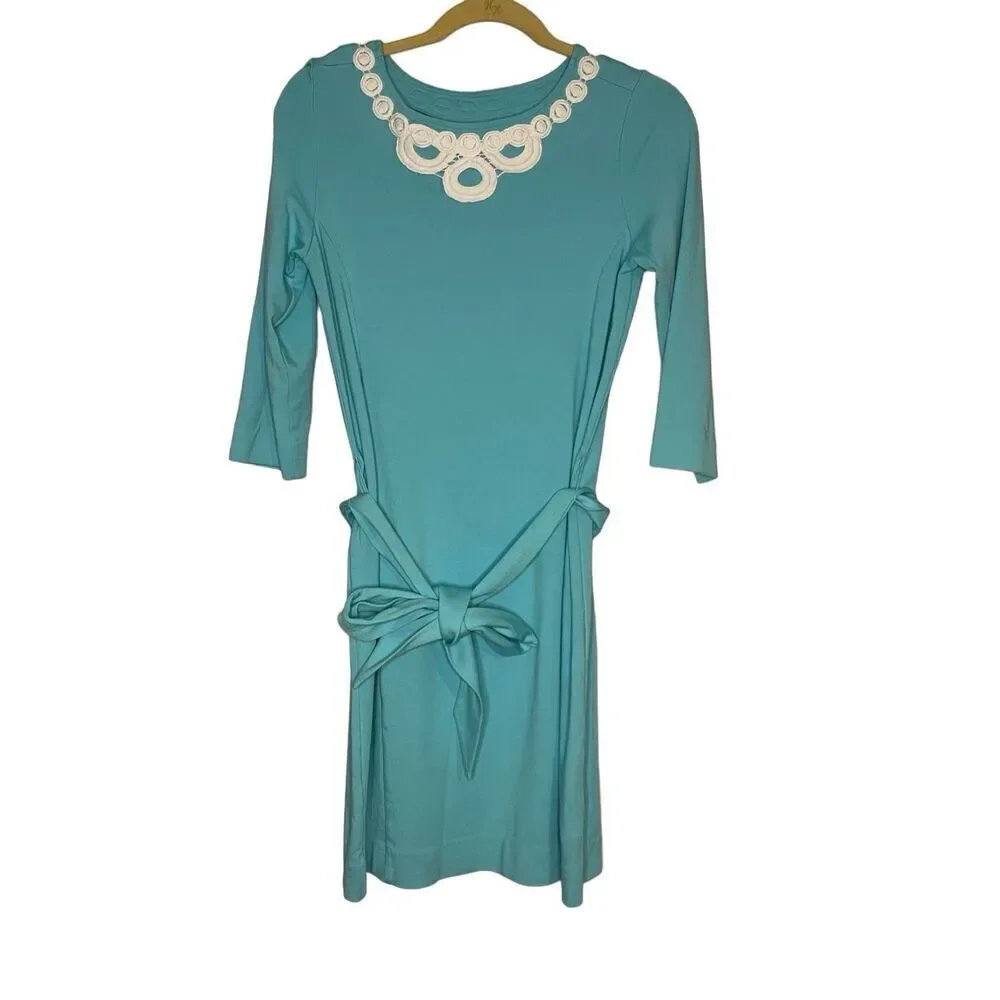 Lilly Pulitzer Jonah Shift Belted Dress Shorely Blue Women’s Size Small